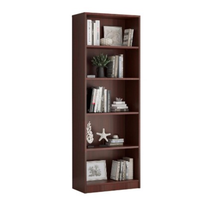 Infurnic Decorative Bookshelf, Tall Modern Wood Bookshelf with 5 Shelves, for Living Room or Library Bookcase, Brown, 11.6"*24.4"*68.9"