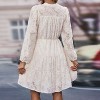Womens Long Sleeve Fall Dresses Button Up Empire Waist with Belt A-Line Mini Dress Casual Fall Winter Dress - 2 of 4