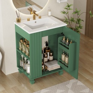 TIRAMISUBEST 24" Bathroom Vanity with Ceramic Sink, Modern Bathroom Vanity Cabinet with Door Shelf, Side Open Storage and Soft Closing Door - 1 of 4