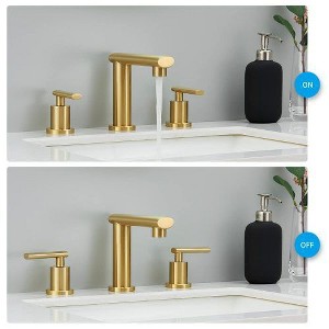 Modern Gold 2-Handle Widespread Bathroom Faucet with 360 DegreeSwivel Spout, 8-Inch 3-Hole Installation for Sink Basin - 1 of 3