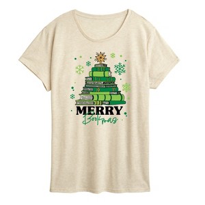 Women's - Instant Message - Merry Bookmas Short Sleeve Graphic T-Shirt - 1 of 4