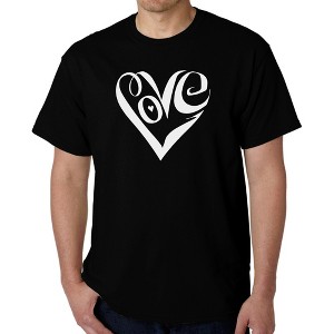 LA Pop Art Men's Word Art T-shirt - Script Love Heart - 1 of 4