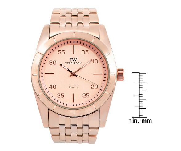 Men's Territory Round Face Basketweave Metal Link Watch - RoseGold