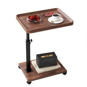 Movable Overbed Table With Wheels 23.6-37.4in Adjustable Height Overbed Table Rolling Tray Table Medical Bedside Desk With 0-90Degrees Tilting Surface - 1 of 4