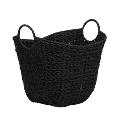 Household Essentials Tall Scoop Basket Paper Rope Black