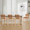 Set of 4 Upholstered Armless Bar Stools,Brown PU Leather Crossback Bar Chairs with Rivet Accents,Modern Wooden Counter Height Stools-Koiai - 2 of 4