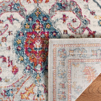 Cream and Orange Rectangular Synthetic Easy Care Area Rug