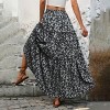 Womens High Waist Maxi Skirts Floral Tiered Skirts with Back Drawstring A-Line Flowy Ruffle Swing Tiered Long Beach Skirt Dress - 4 of 4