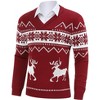 Clearlove Mens Ugly Christmas Sweaters Snowflakes Holiday Reindeer Printed Shawl Collar Knitted Long Sleeve Pullover Jumpers - 2 of 4