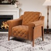 TiramisuBest Yellow PU Leather Armchair, Cozy Mid-Century Accent Chair for Living Room, Office & Apartment - 3 of 4