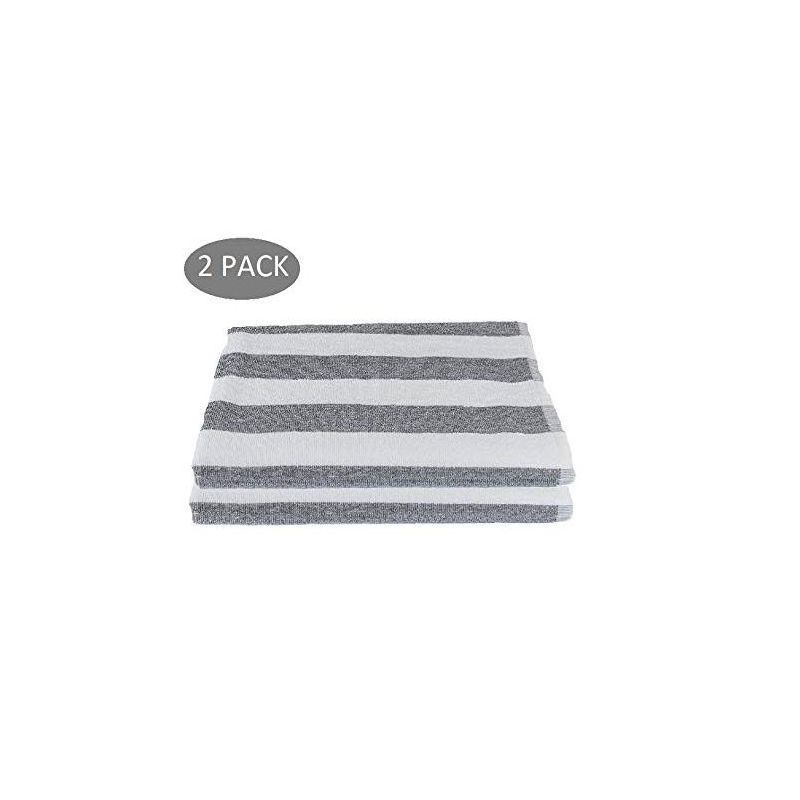 KOVOT Gray Stripe Cabana Beach Towel (Set of 2) 30" W x 60" L | Ring Spun Cotton, 4 of 6