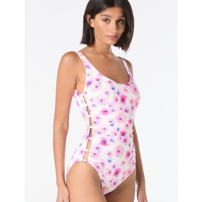 Carmen Marc Valvo Scoop Neck Beaded One Piece Swimsuit