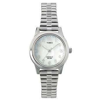 Women's Timex Indiglo Expansion Band Watch - Silver/Mother of Pearl T2M826JT