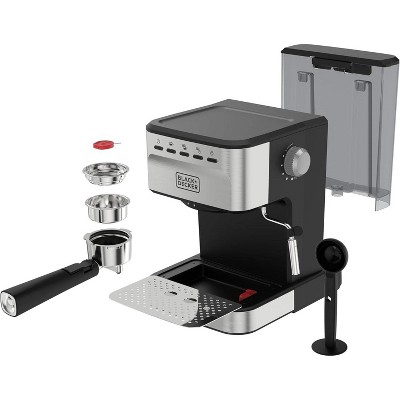 Black+Decker Semi-Automatic 15 Bar Espresso and Cappuccino Maker, Versatile with Ability to use Grounds or ESE Pods to Make Your Perfect Cup of Coffee