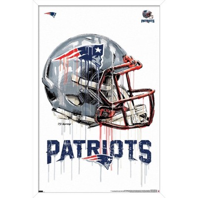 Trends International NFL New England Patriots - Drip Helmet 20 Framed Wall Poster Prints White Framed Version 22.375' x 34'