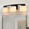 DORESshop 24 in. 3-Light Matte Black Vanity Light, Modern Industrial Square Bathroom Fixture with Curved Arms and Milk White Shade - 2 of 4