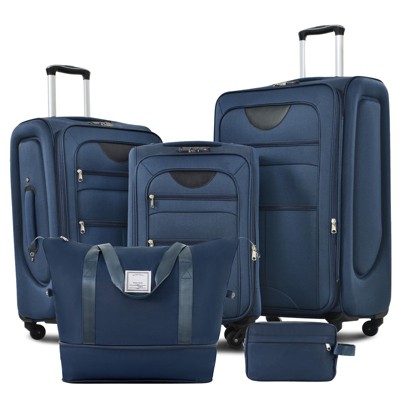 Aukfa Lightweight Soft Sided Swivel Wheels Expandable 3-Piece Luggage Set with Duffel Bag and TSA Lock