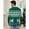 Clearlove Mens Ugly Christmas Sweaters Snowflakes Holiday Reindeer Printed Shawl Collar Knitted Long Sleeve Pullover Jumpers - 3 of 4