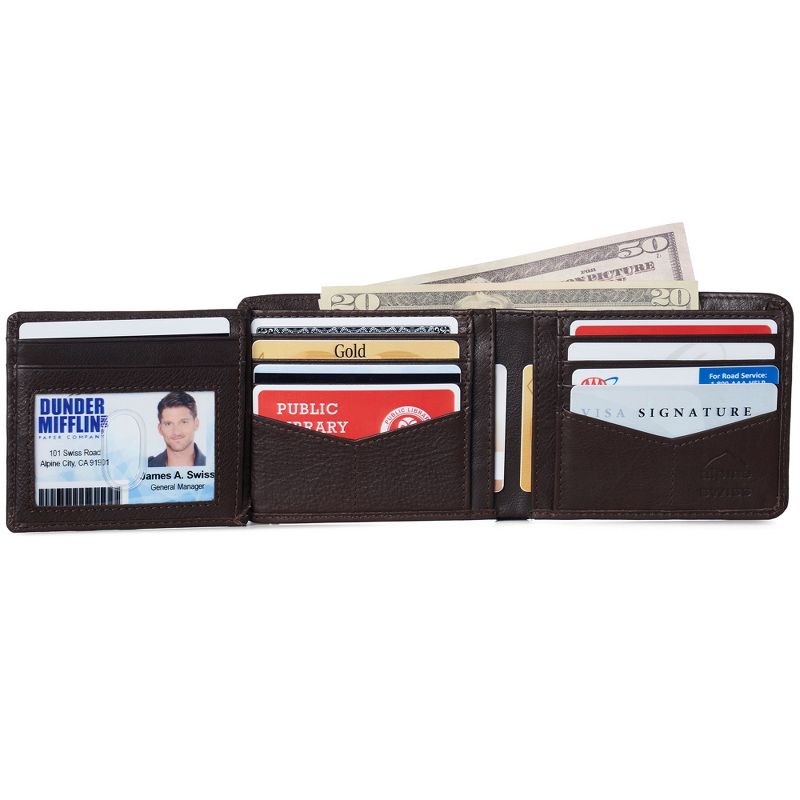 Alpine Swiss RFID Luka Men's Flip ID Wallet Deluxe Capacity Bifold With Divided Bill Section Comes in a Gift Box, 4 of 9