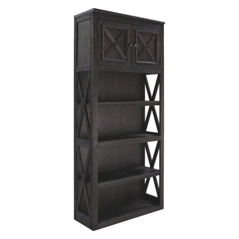 75 13 Tyler Creek Large Bookcase Taupe Black Signature Design