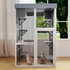70.5" Tall Wooden Catio Outdoor Cat Enclosure, Large Gray Cat House with 6 Platforms, 2 Napping Houses & Movable Waterproof Tarp Cover - Nertpow - 4 of 4