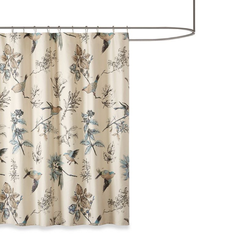Ramsey Birds Cotton Printed Shower Curtain Khaki, 6 of 9