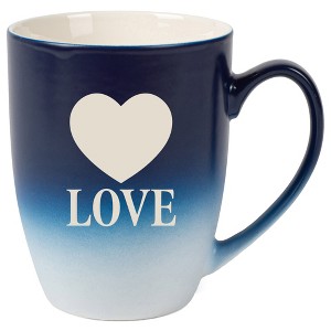 100 North Heart 10 Ounce Navy Blue and White Two Toned Ombre, Comfortably Fits Your Hands, Ceramic Tea Coffee Cup Mug, Love - 1 of 1