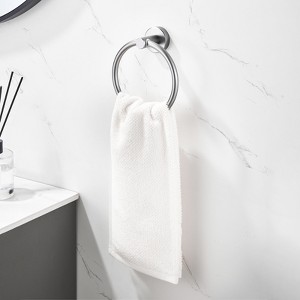 Towel Ring Gun Grey, Bath Hand Towel Ring Thicken Space Aluminum Round Towel Holder for Bathroom - 1 of 4