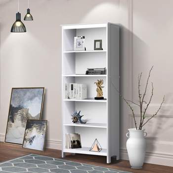 Saint Birch Olivia 5-Shelf Bookcase, Gray Oak/White