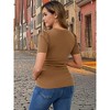 INSPIRE CHIC Women's Maternity Blouse Side Ruched Ribbed Knit Puff Short Sleeve Tunic Top Pregnancy Clothes Baby Office Work - 4 of 4