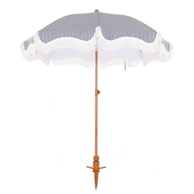 Captiva Designs 7ft Portable Patio Umbrella with Fringe - Stylish Outdoor Shade with UPF 50+ Protection (No Base)