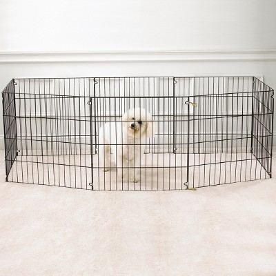Black Metal 8-Panel Exercise Pen with Door
