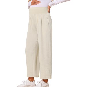 INSPIRE CHIC Maternity Wide Leg Cropped Pants Lightweight High