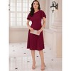 INSPIRE CHIC Women's Dressy Ruffled Asymmetric Neck A-Line Midi Pleated Dress - 3 of 4