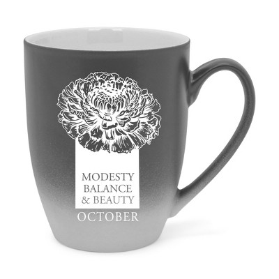 Elanze Designs Modesty Balance And Beauty Two Toned Ombre Matte Gray and White 12 ounce Ceramic Stoneware Coffee Cup Mug