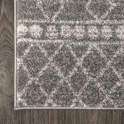 Modern Vintage Moroccan Tribal Rug in Gray and Ivory - Easy Care Synthetic