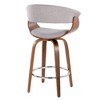 26" Mid-Century Modern Counter Stool with Swivel, Fabric Seat, Bent Wood Legs and Round Metal Footrest for Kitchen or Home Bar, Set of 2 - 3 of 4
