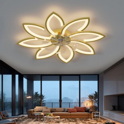 35.4" Flush Mount Ceiling Fan with Dimmable Light and 6-Speed Reversible Motor, Modern Ceiling Light for Bedroom or Living Room–The Pop Home