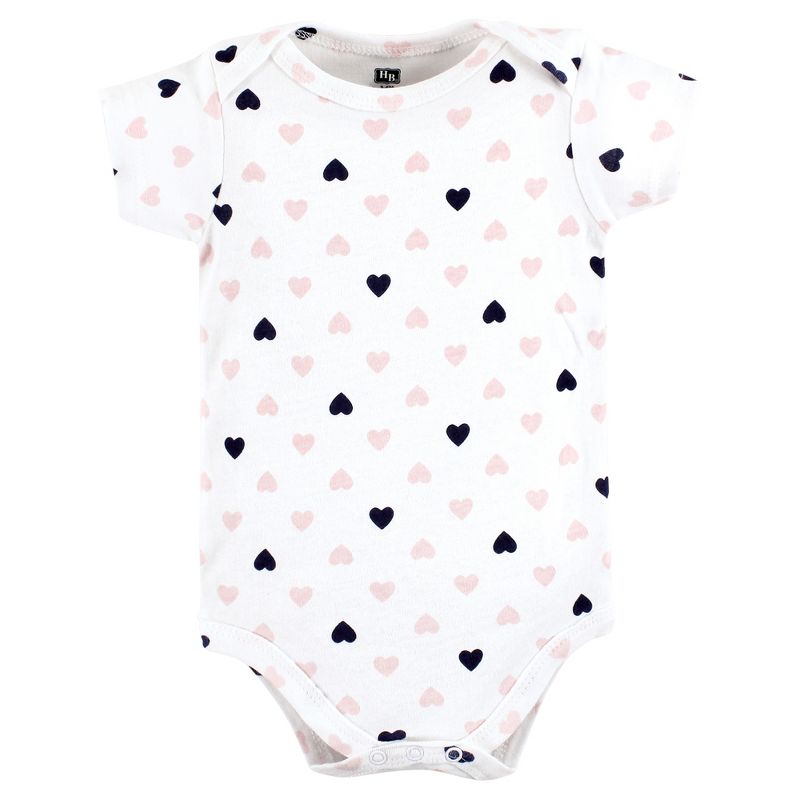 Hudson Baby Infant Girl Cotton Bodysuits, Girl Mommy Pink Navy 3Pk, 4 of 6