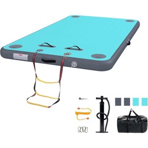 Real Relax Inflatable Floating Dock for Lake, Floating Platform for Pool Beach Ocean with Rope Ladder,Non-Slip Surface, 6 Inch Thick PVC Construction - 1 of 4