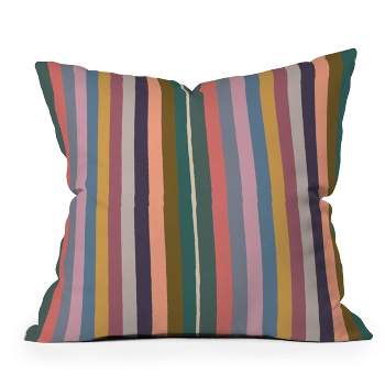 16"x16" Yvonne Z Studios Muted Color Striped Joy Square Throw Pillow Green - Deny Designs