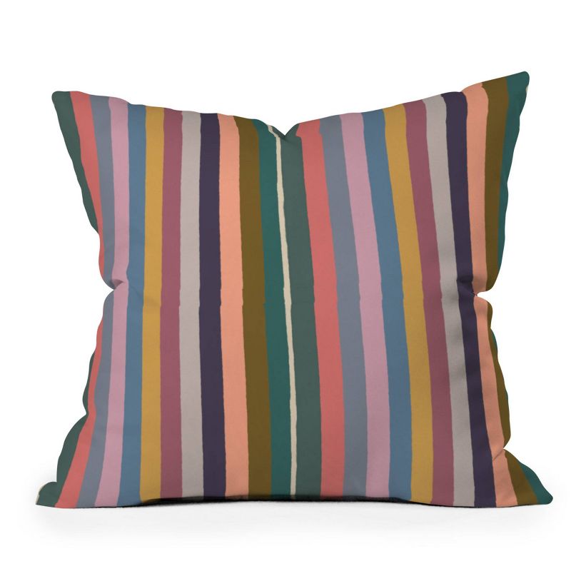 16&#34;x16&#34; Yvonne Z Studios Muted Color Striped Joy Square Throw Pillow Green - Deny Designs, 1 of 6