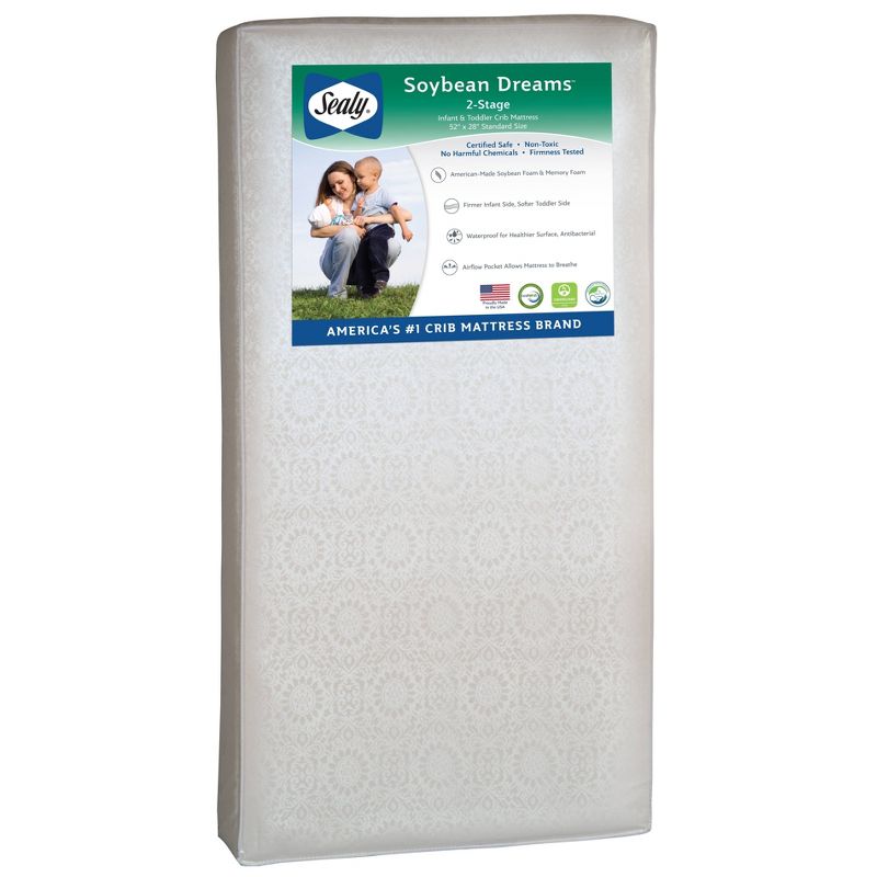 Sealy Soybean Dreams Antibacterial 2-Stage Crib and Toddler Mattress, 1 of 7
