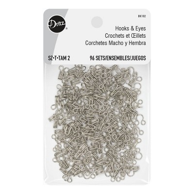 Dritz Hooks & Eyes, Size 2, 96 Sets, Silver