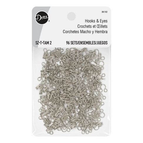 Dritz 96ct Size 2 Hooks & Eyes Nickel