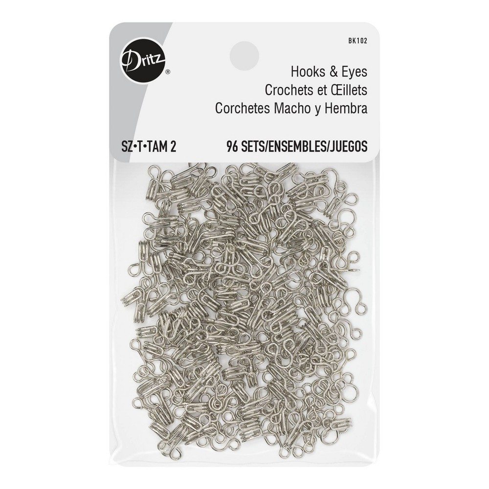 Photos - Creativity Set / Science Kit Dritz 96ct Size 2 Hooks & Eyes Nickel: Metal Sewing Fasteners, Silver Hook and Eye, 4.8" Length, 96 Pieces