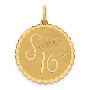 Black Bow Jewelry 14k Yellow Gold Sweet 16 Disc Charm or Pendant, 18mm - 1 of 4