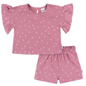 Gerber Toddler Girls' 2-Piece Shirt and Shorts Set - 1 of 4