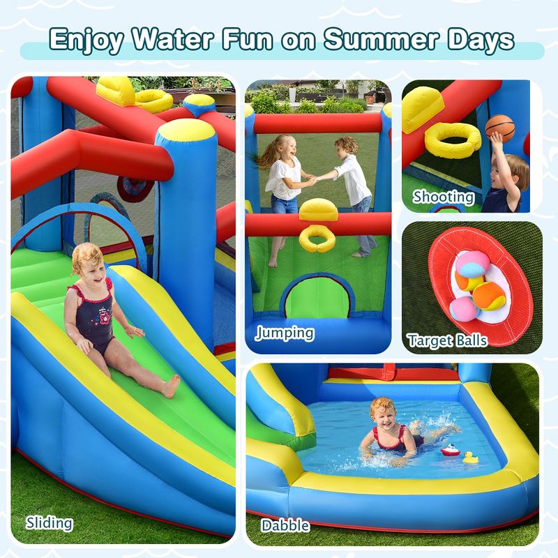 Costway Inflatable Kids Water Slide Outdoor Indoor Slide Splash Pool with 480W Blower, 5 of 11