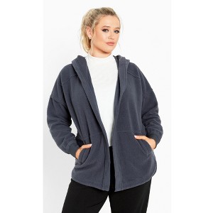 Avenue Women's Plus Size Weekender Hooded Fleece Jacket - 1 of 4